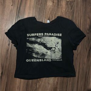 H&M Black Crop Top with White Print